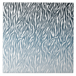 Wild Blue Zebra Print Ombre Fliese