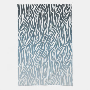 Wild Blue Zebra Print Ombre Küchentuch