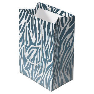 Wild Blue Zebra Print Ombre Mittlere Geschenktüte