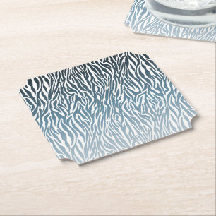 Wild Blue Zebra Print Ombre Untersetzer