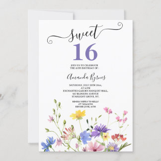 WILD-BLUME LILA FLORALMEADOW-WASSERFARBE EINLADUNG