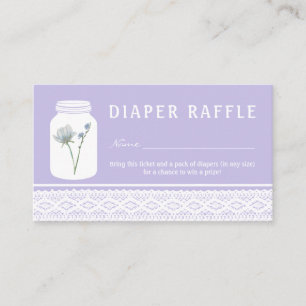 Wild Blume Mason Jar & Lace Diaper Raffle Ticket Begleitkarte