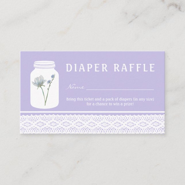Wild Blume Mason Jar & Lace Diaper Raffle Ticket Begleitkarte (Vorderseite)
