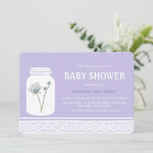Wild Blume Mason Jar und Lace Baby Shower Einladung