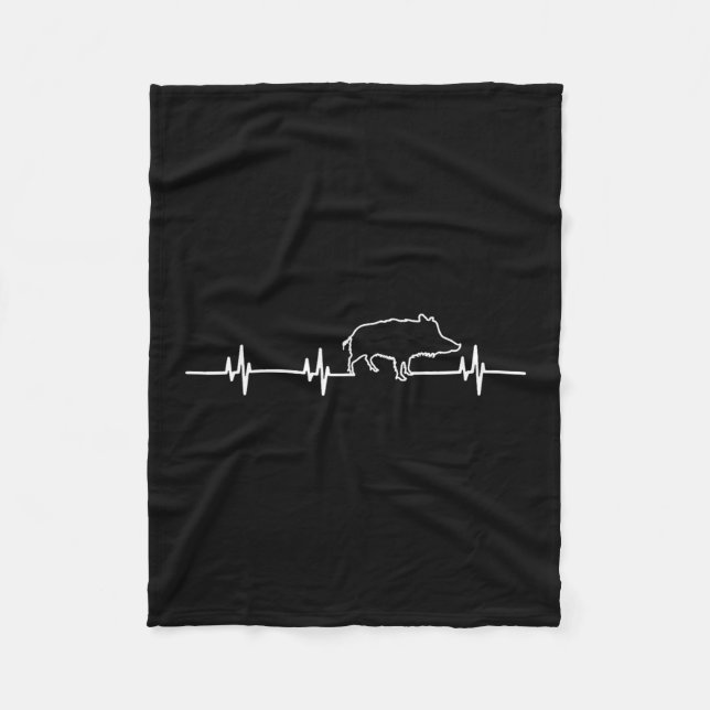 Wild Boar Heartbeat Ekg Hog Hunter Hunt Hunting  Fleecedecke (Vorderseite)