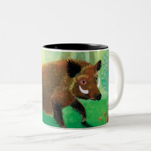 Wild-Boar-Illustration Zweifarbige Tasse