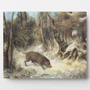 Wild Boar in the Snow, signed as Krümmet Fotoplatte