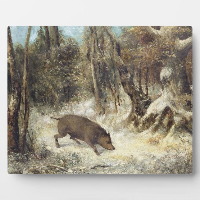 Wild Boar in the Snow, signed as Krümmet Fotoplatte (Vorderseite)