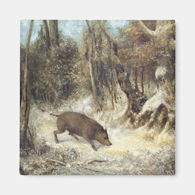 Wild Boar in the Snow, signed as Krümmet Magnet (Vorne)