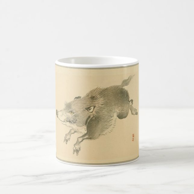 Wild Boar (japanische Kunst) (von Kono Bairei) Kaffeetasse (Mittel)