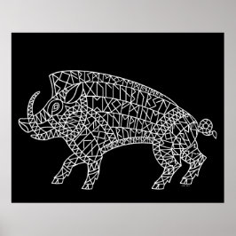 Wild Boar mit Runen Poster