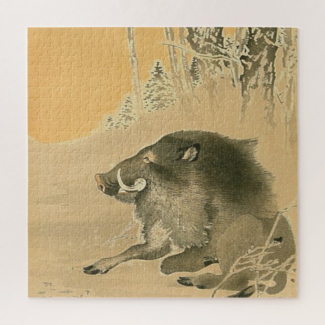 Wild Boar Ohara Koson 1920 Japanische Kunst Puzzle (Vertikal)