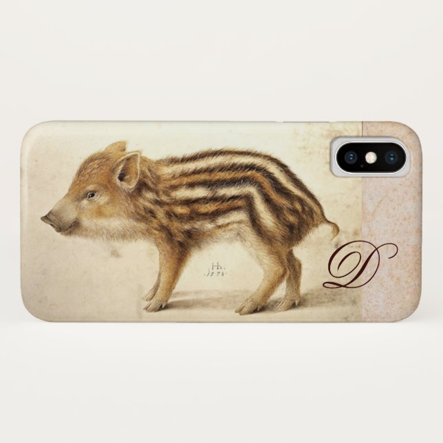 WILD BOAR PIGLET Gezeichnet Monogramm Case-Mate iPhone Hülle (Rückseite (Horizontal))