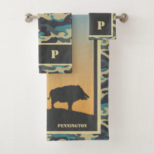 Wild Boar und Camouflage Badetuch Set