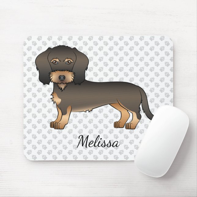 Wild Boar Wire Dackel Cartoon Dog & Name Mousepad (Mit Mouse)