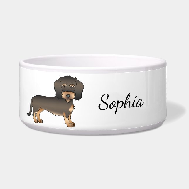 Wild Boar Wire Dackel Cartoon Dog & Name Napf (Vorderseite)