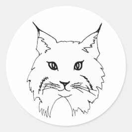 Wild Bobcat Gesichtslinie Kunst Illustration Runder Aufkleber