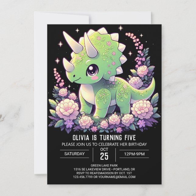 Wild Boho Dinosaur Digital Geburtstag Einladung (Vorderseite)