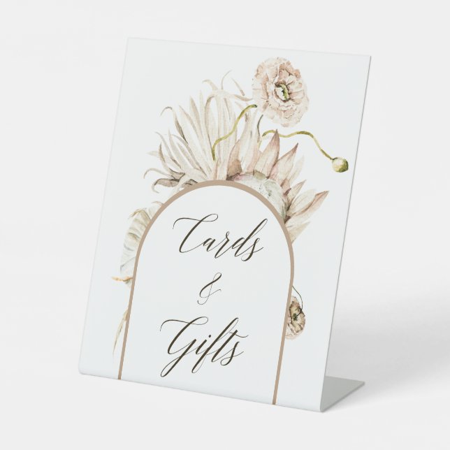 Wild Boho Protea Pampas Grass Cards & Geschenke Sockelschild (Vorderseite)