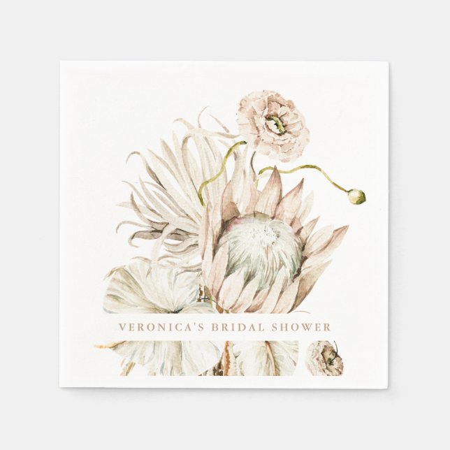 Wild Boho Protea Pampas Grass Floral Brautparty Serviette (Vorderseite)