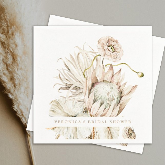 Wild Boho Protea Pampas Grass Floral Brautparty Serviette (Von Creator hochgeladen)