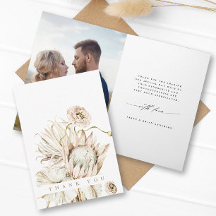 Wild Boho Protea Pampas Grass Floral Wedding Foto Dankeskarte