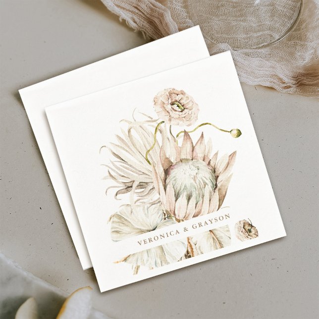 Wild Boho Protea Pampas Grass Floral Wedding Serviette (Von Creator hochgeladen)