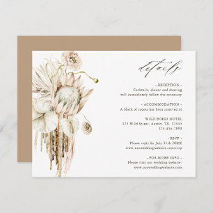 Wild Boho Protea Pampas Grass Wedding Details Begleitkarte