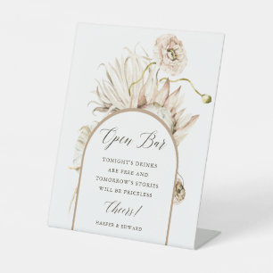Wild Boho Protea Pampas Grass Wedding Open Bar Sockelschild