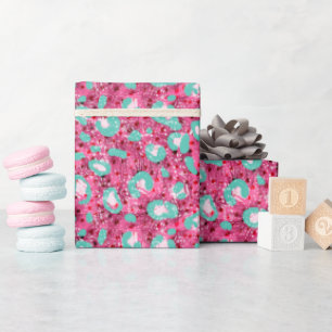 Wild & Bright Rosa und Türkis Tierdruck Geschenkpapier