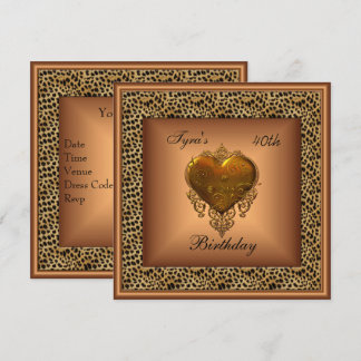 Wild Bronze Heart Jewel Gold Elegant 40. Geburtsta Einladung