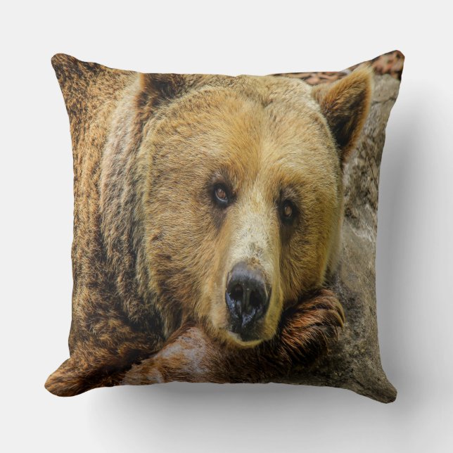 Wild Brown Bear Kissen (Vorderseite)