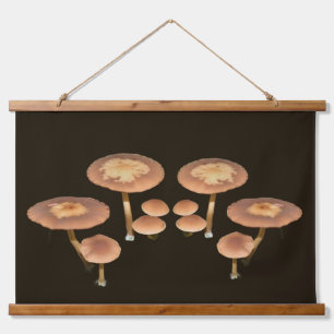 Wild Brown Mushroom Cluster Mirrored Wandteppich Mit Holzrahmen
