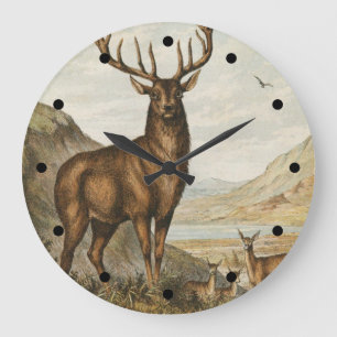 Wild Buck Große Wanduhr