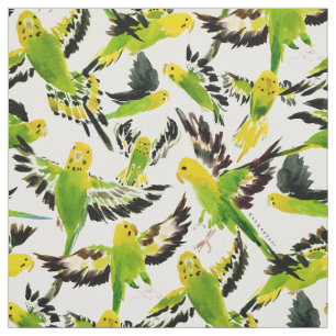 WILD BUDGIES Green Parakeets Stoff