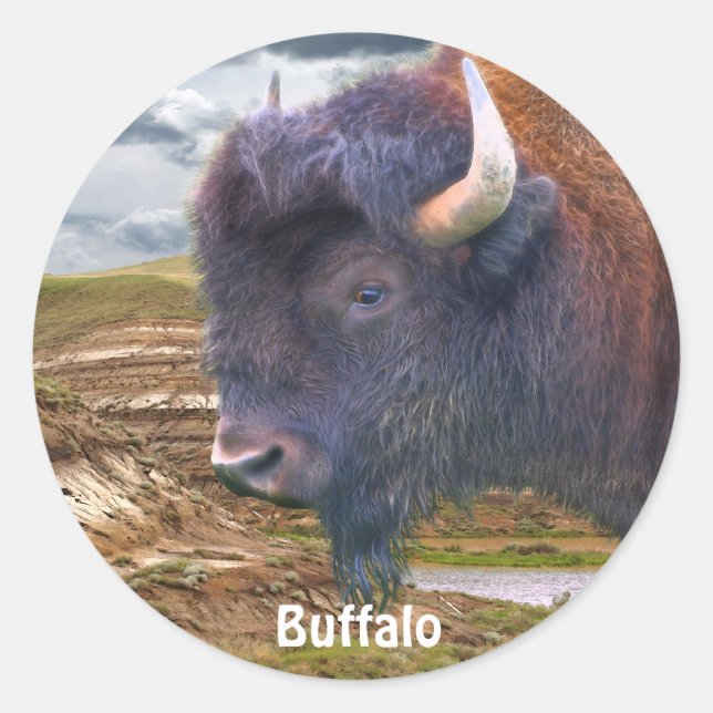 Wild Buffalo und Badlands Bison-Lover Art Stickers (Vorderseite)