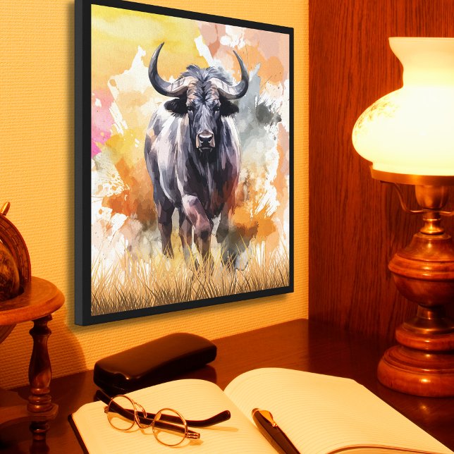 Wild Buffalo Watercolor Wall Art 32"x32" Leinwanddruck (Von Creator hochgeladen)