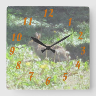 Wild Bunny Clock Quadratische Wanduhr