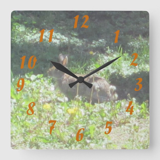 Wild Bunny Clock Quadratische Wanduhr (Vorderseite)