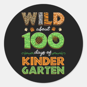 Wild ca. 100 Tage Kindergarten 100. Runder Aufkleber