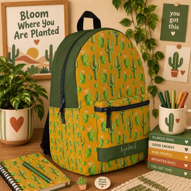 Wild Cactus Pattern Bedruckter Rucksack (Von Creator hochgeladen)