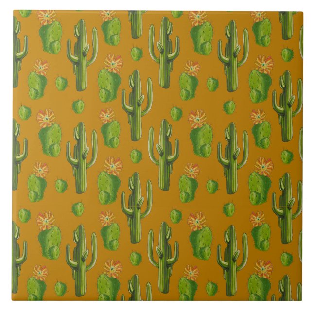 Wild Cactus Pattern Fliese (Vorderseite)