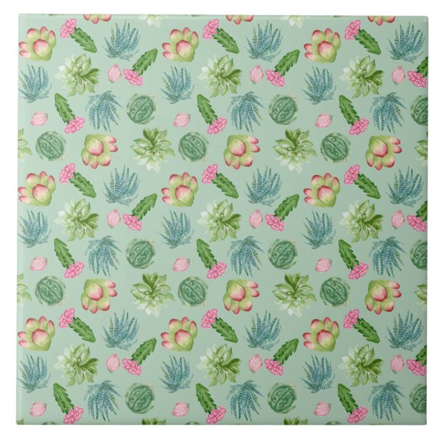Wild Cactus Pattern Fliese (Vorderseite)
