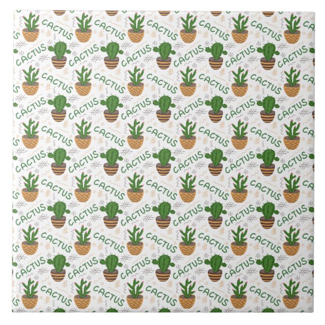 Wild Cactus Pattern Fliese (Vorderseite)