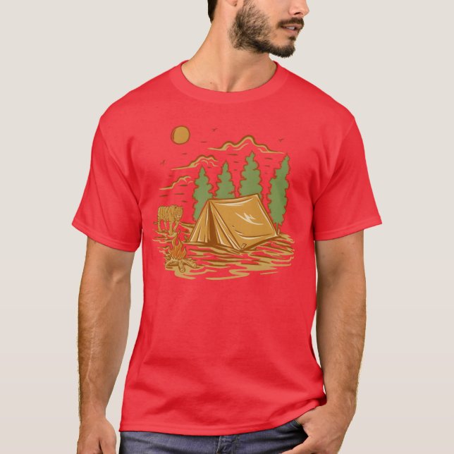 Wild-Camping-Mädchen T-Shirt (Vorderseite)