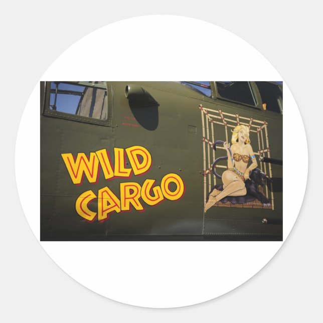 'Wild Cargo' Nose Art Runder Aufkleber (Vorderseite)