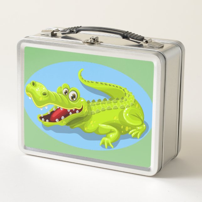 Wild Cartoon Crocodile Metall Brotdose (Vorderseite)