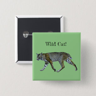 Wild Cat Bobcat Button