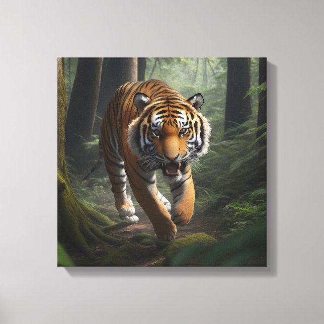Wild Cat in Golden Forest Canvas Leinwanddruck (Vorderseite)