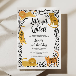 Wild Cat Jungle Geburtstagsparty Einladung